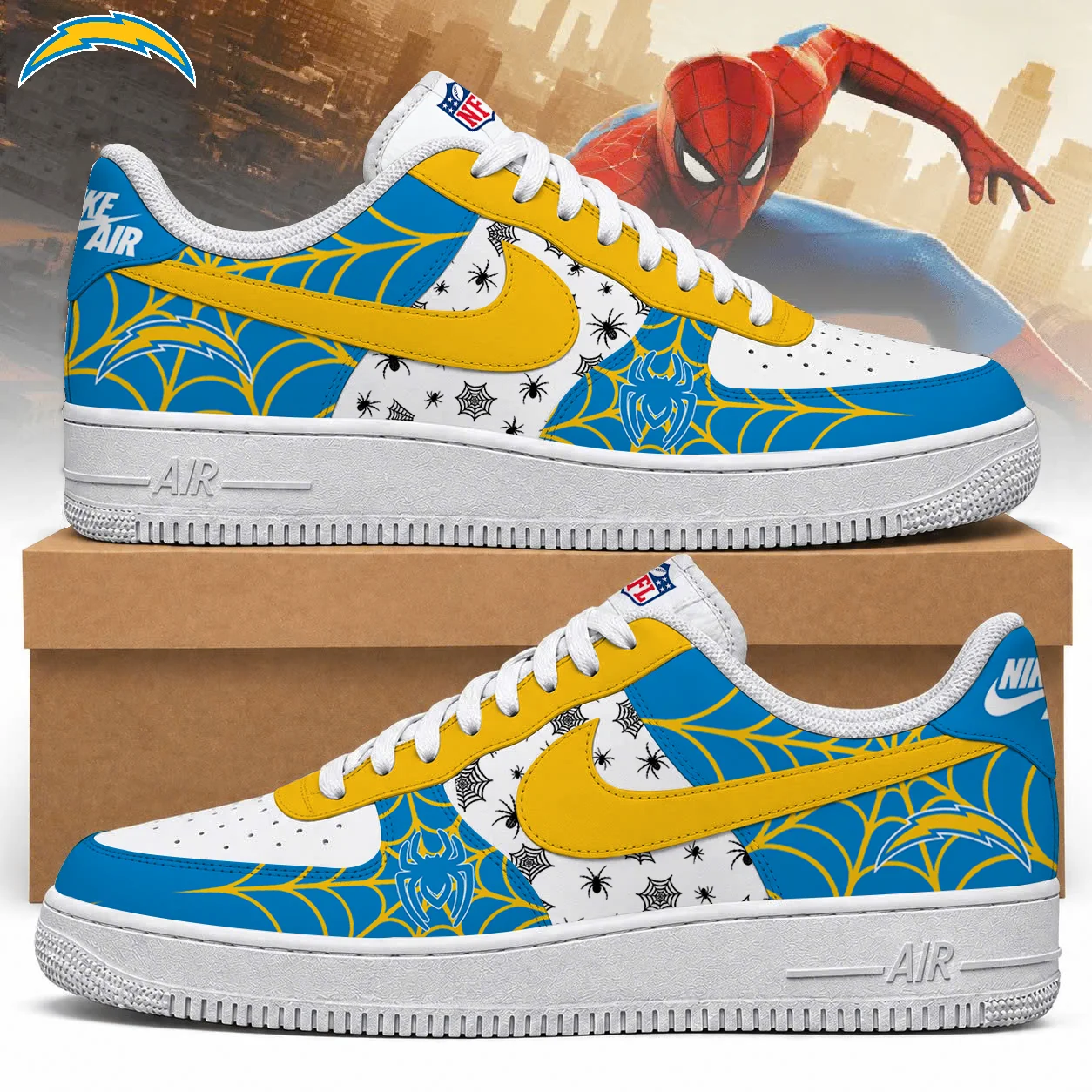 Limited Edition – Customized NFL Los Angeles Chargers Af1 Shoes