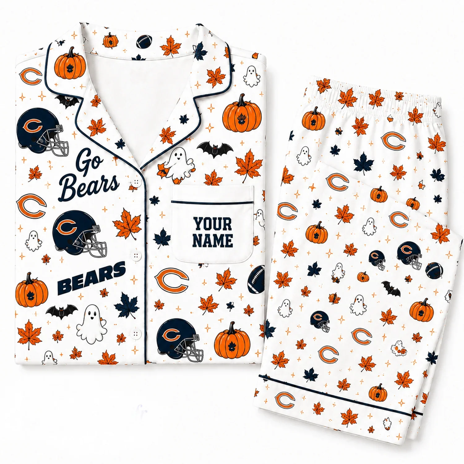Limited Edition – Customized NFL Chicago Bears Halloween Long Pajamas Set