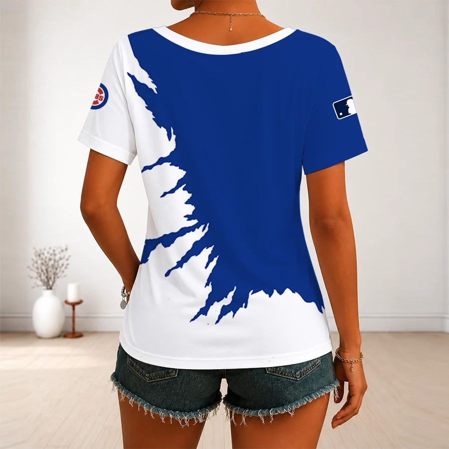 Limited Edition – Customized MLB Chicago Cubs V-Neck Female Shirt - Image 2