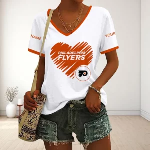 Limited Edition – Customized NHL Philadelphia Flyers V-Neck Female Shirt