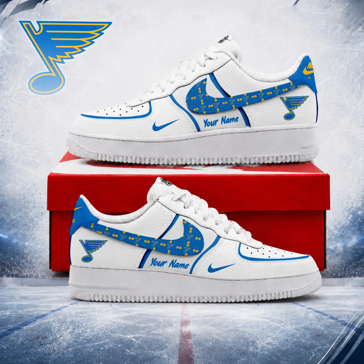 Limited Edition – Customized NHL St. Louis Blues Af1 Shoes