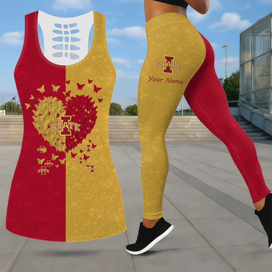 Limited Edition – Customized NCAA Iowa State Cyclones Leggings & Hollow Tank Top Set