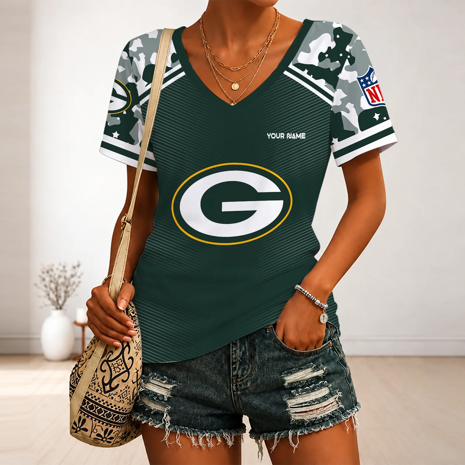 Limited Edition – Customized NFL Green Bay Packers V-Neck Female Shirt