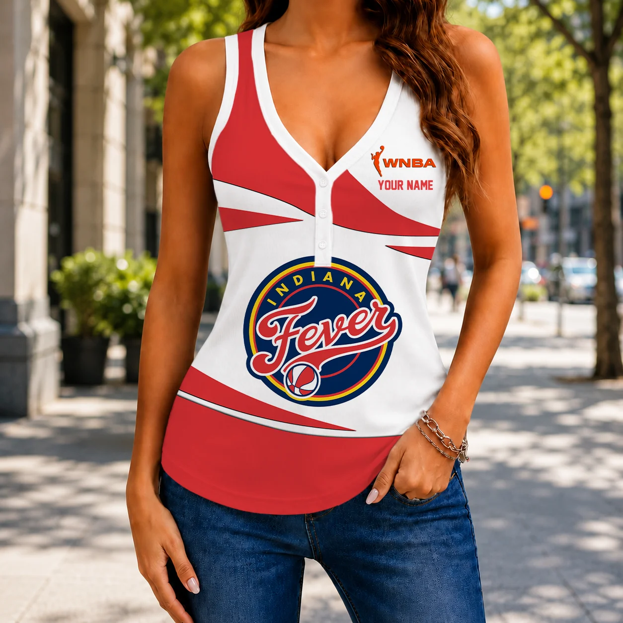 Limited Edition – New Customized WNBA Indiana Fever Women’s V-Neck Tank Top