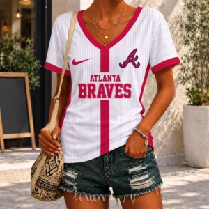 Limited Edition – Customized MLB Atlanta Braves V-Neck Female Shirt