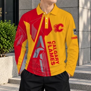 Limited Edition – Customized NHL Calgary Flames Men Long Sleeve Polo
