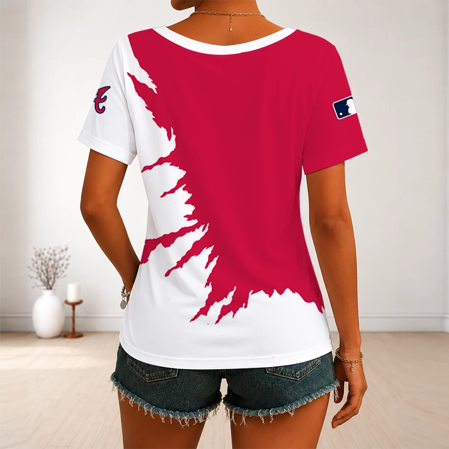 Limited Edition – Customized MLB Atlanta Braves V-Neck Female Shirt - Image 2