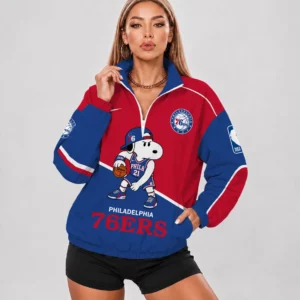 Limited Edition – Customized NBA Philadelphia 76Ers V-Neck Zipper Sweatshirt Jacket