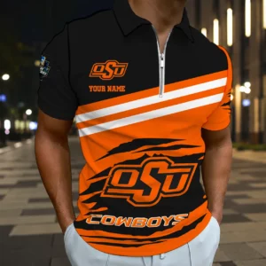 Limited Edition – Customized NCAA Oklahoma State Cowboys Zip Polo Shirt