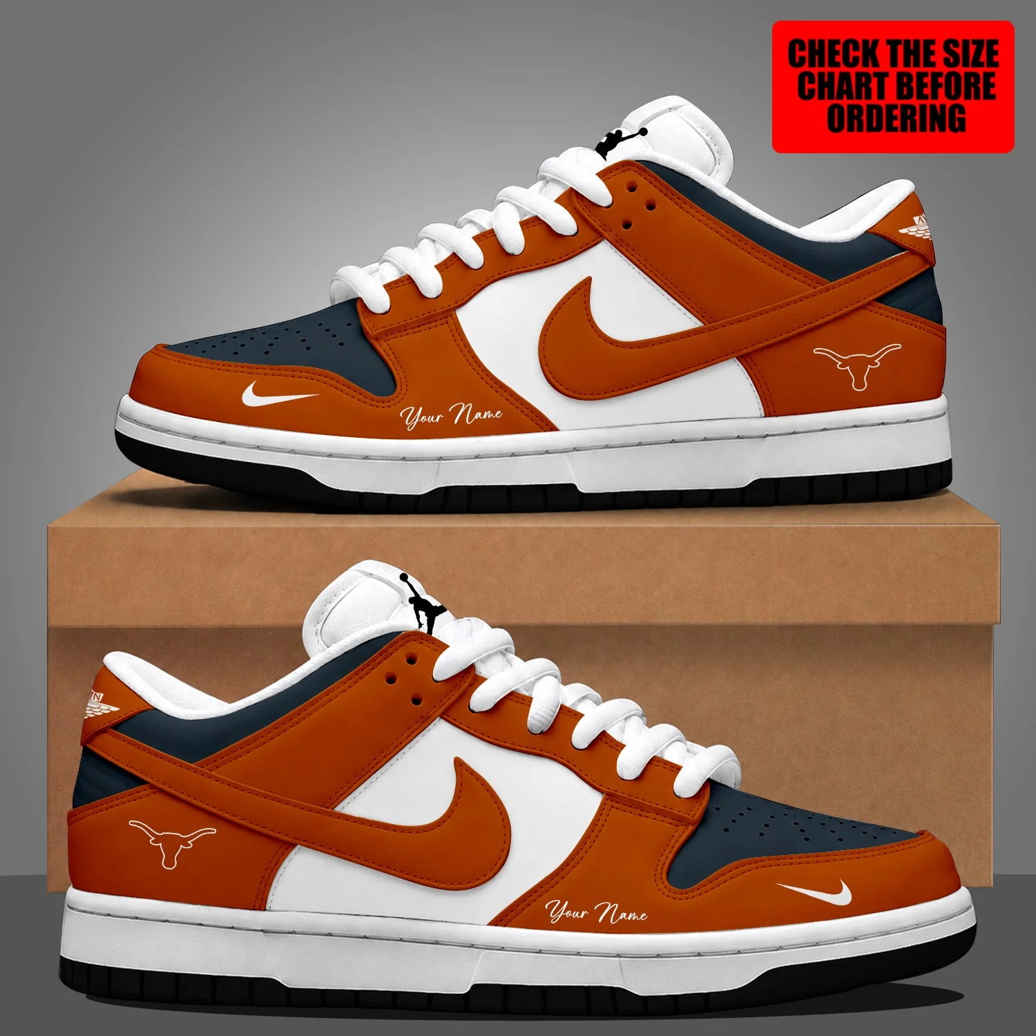 Limited Edition – Customized NCAA Texas Longhorns Dunk Low Shoes