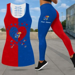 Limited Edition – Customized NCAA Kansas Jayhawks Leggings & Hollow Tank Top Set