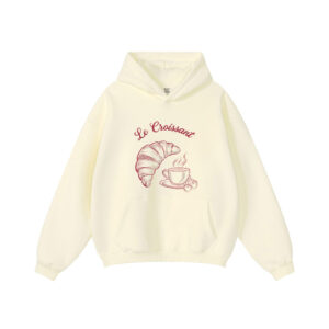 Coffee  Croissant French Retro Graphic Vintage Aesthetic Hoodie