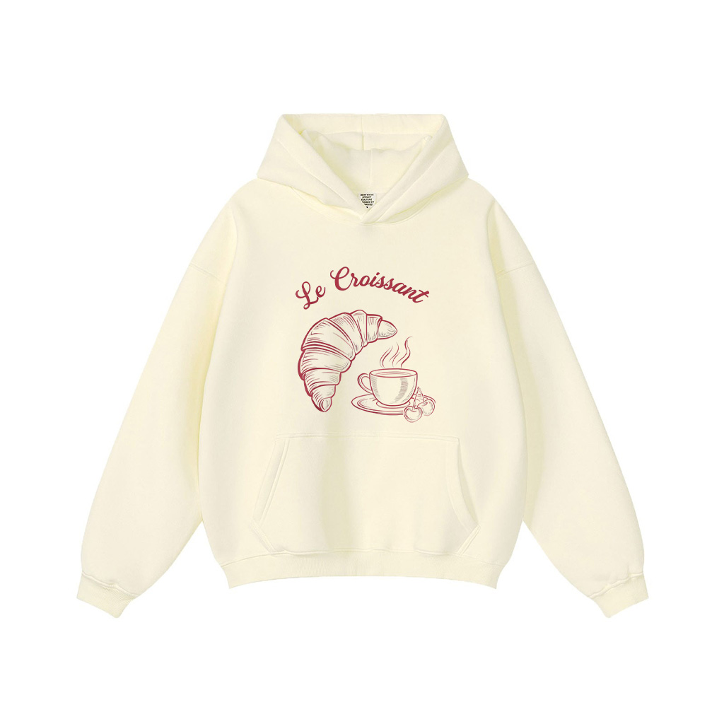 Coffee Croissant French Retro Graphic Vintage Aesthetic Hoodie