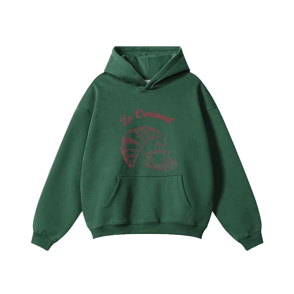 Coffee Croissant French Retro Graphic Vintage Aesthetic Hoodie - Image 4