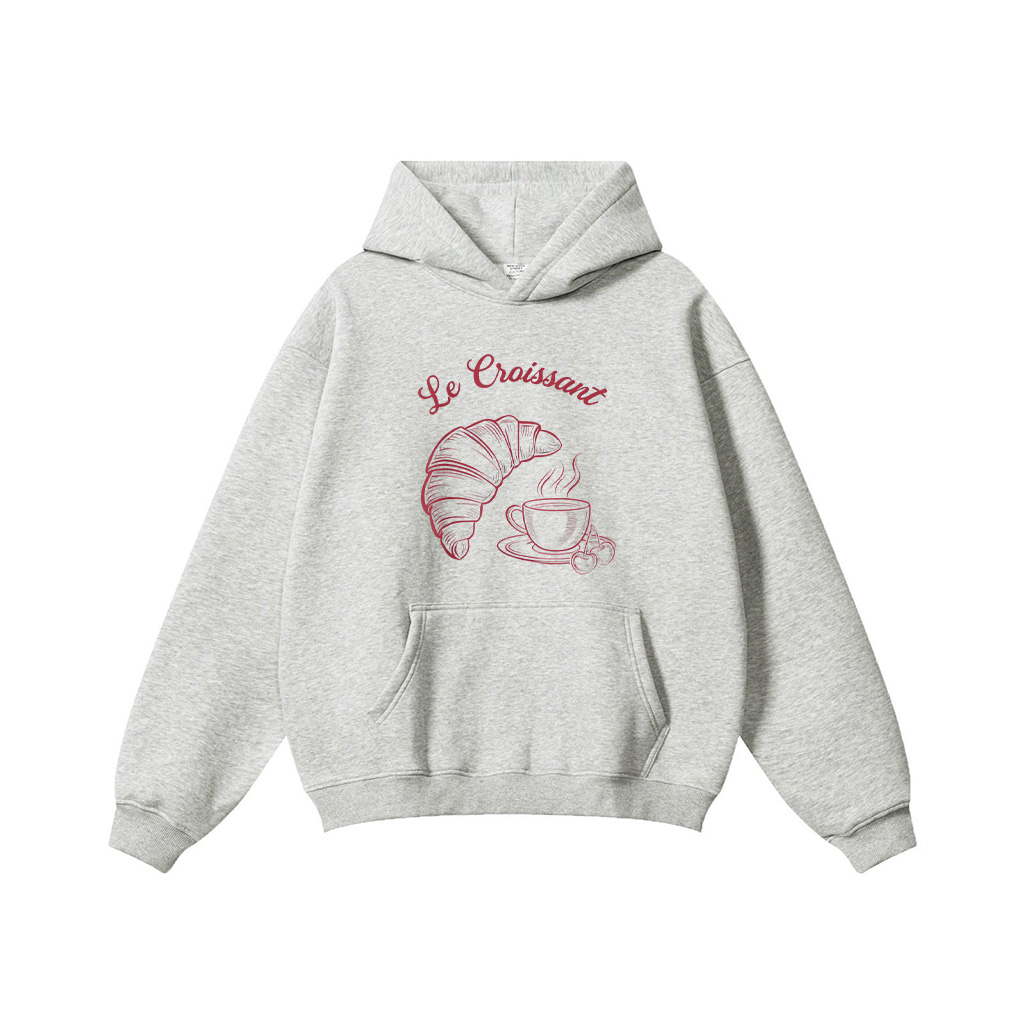 Coffee Croissant French Retro Graphic Vintage Aesthetic Hoodie - Image 5