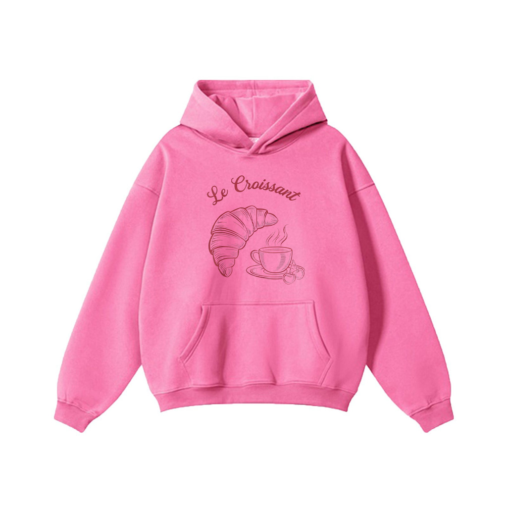 Coffee Croissant French Retro Graphic Vintage Aesthetic Hoodie - Image 6