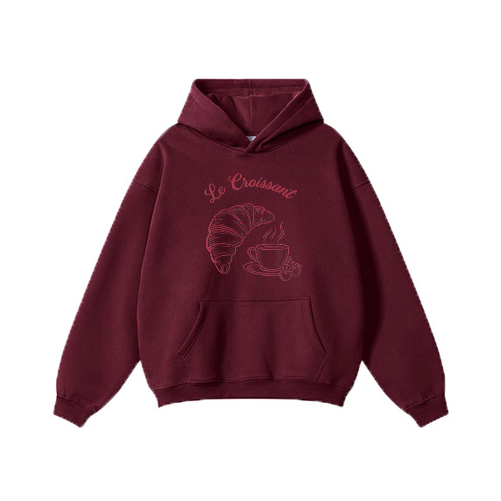 Coffee Croissant French Retro Graphic Vintage Aesthetic Hoodie - Image 7