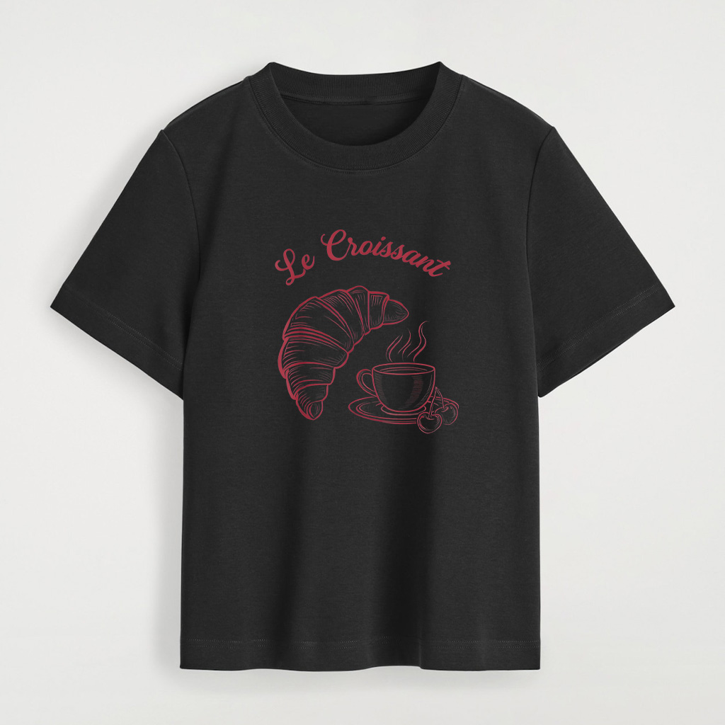 Coffee Croissant French Retro Graphic Vintage Aesthetic T-Shirt - Image 4