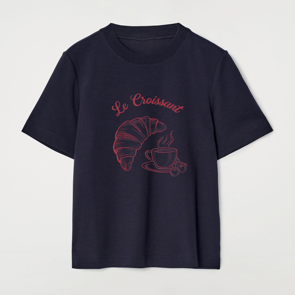 Coffee Croissant French Retro Graphic Vintage Aesthetic T-Shirt - Image 7