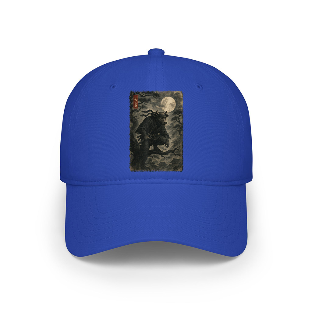 Cow Ninja Under The Full Moon Japanese Vintage Art Cap