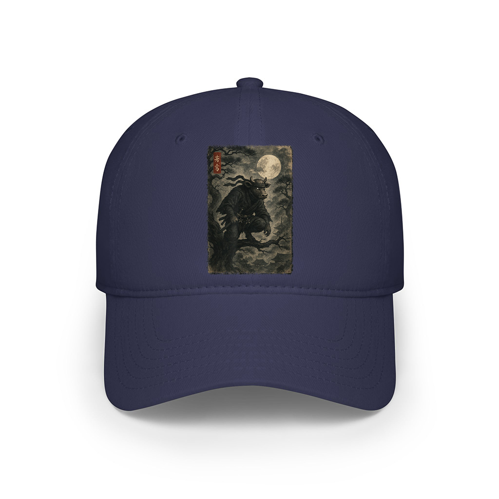 Cow Ninja Under The Full Moon Japanese Vintage Art Cap - Image 6