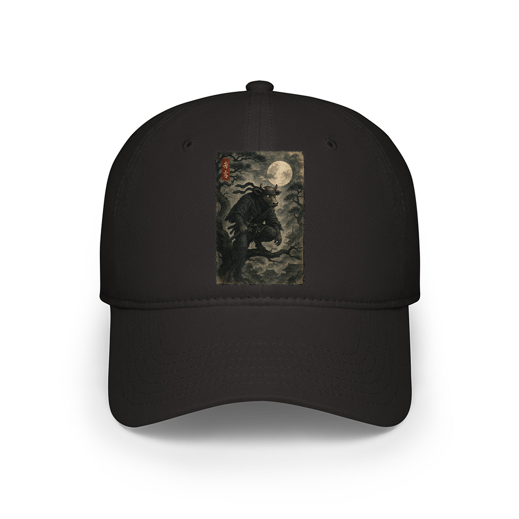 Cow Ninja Under The Full Moon Japanese Vintage Art Cap - Image 7