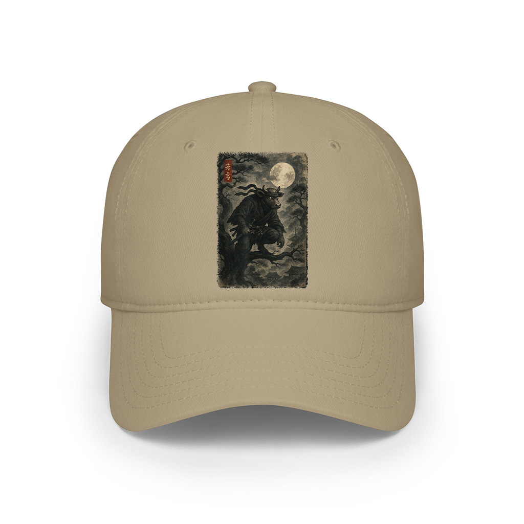Cow Ninja Under The Full Moon Japanese Vintage Art Cap - Image 8