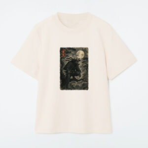 Cow Ninja Under The Full Moon Japanese Vintage Art T-Shirt