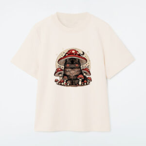 Cute Cat Graphic Mushroom Cottagecore Aesthetic Cat Lover T-Shirt