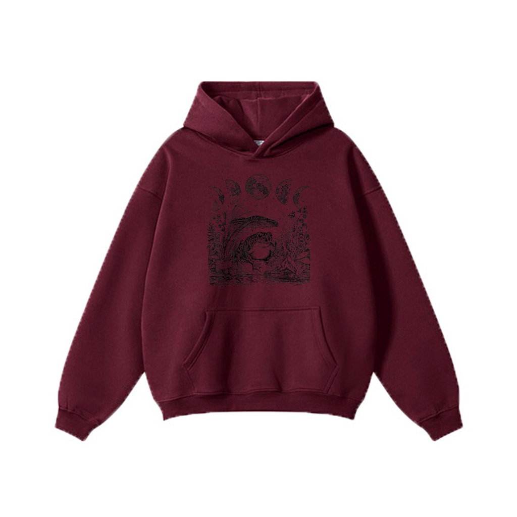 Cute Cottagecore Aesthetic Frog Mushroom Moon Witchy Vintage Hoodie - Image 7