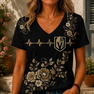 Limited Edition – Customized NHL Vegas Golden Knights V-Neck Female Shirt