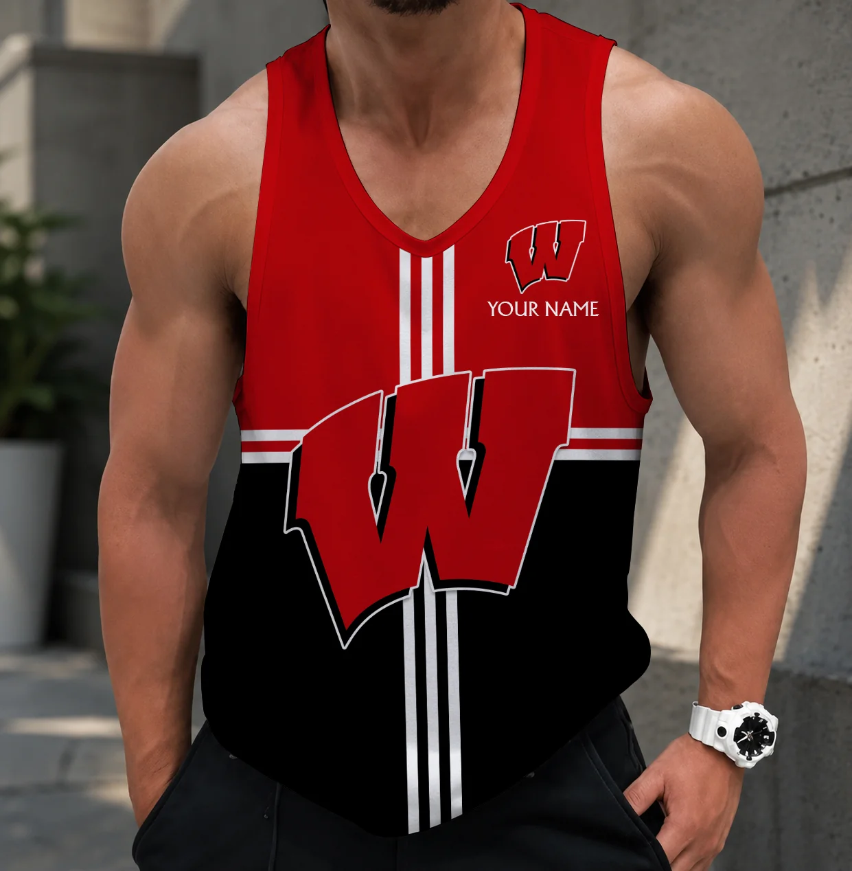 Limited Edition – Customized NCAA Wisconsin Badgers Strappy Unisex Tank Top