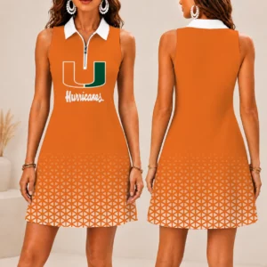 Limited Edition – New Customized NCAA Miami Hurricanes Women’s Zip Sleeveless Polo Dress