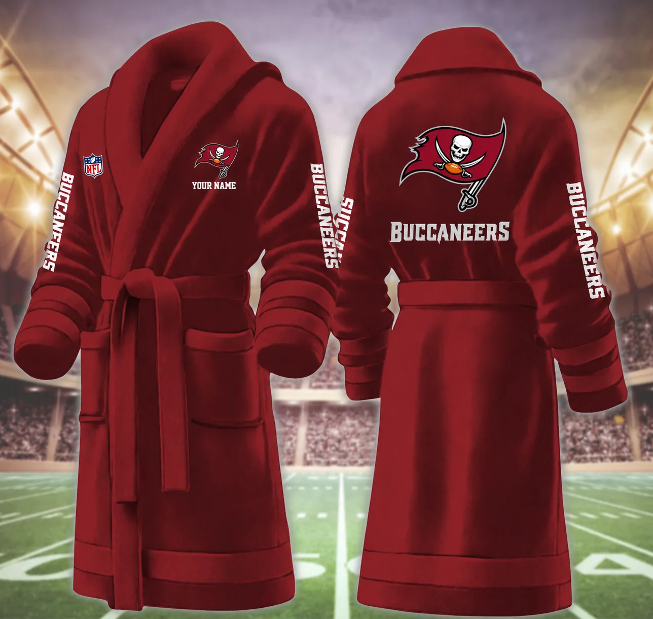 Limited Edition – Customized NFL Tampa Bay Buccaneers Multicolor Fleece Bathrobe - Image 7