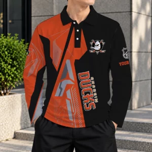 Limited Edition – Customized NHL Anaheim Ducks Men Long Sleeve Polo