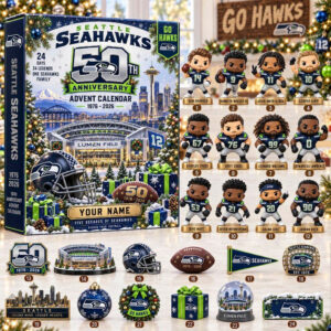 Seattle Seahawks 50th Anniversary Advent Calendar 2026 24 Acrylic Ornaments Christmas Gift Ideas