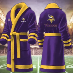 Limited Edition – Customized NFL Minnesota Vikings Multicolor Fleece Bathrobe