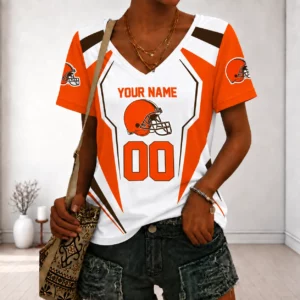Limited Edition – Customized NFL Cleveland Browns V-Neck Female Shirt