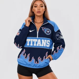 Limited Edition – Customized NFL Tennessee Titans V-Neck Zipper Sweatshirt Jacket