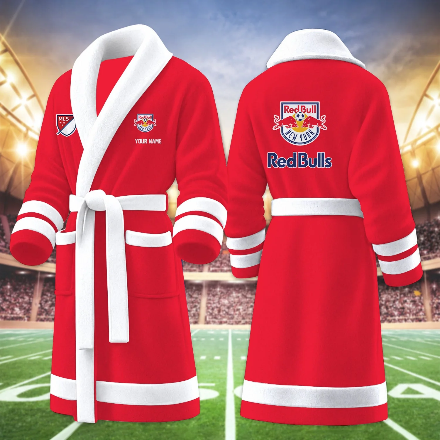 Limited Edition – Customized MLS New York Red Bulls Fleece Bathrobe