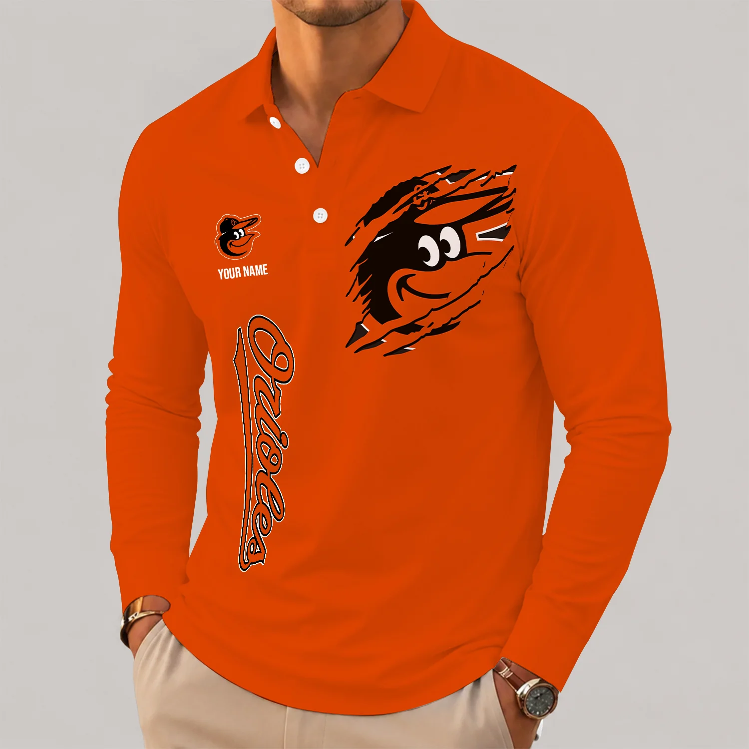 Limited Edition – Customized MLB Baltimore Orioles Men’s Long Sleeve Polo