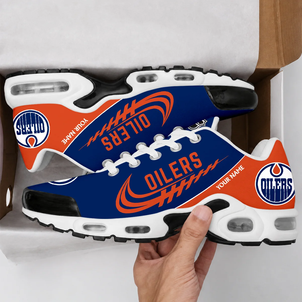 Limited Edition – Customized NHL Edmonton Oilers Air Max Plus Sneakers