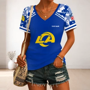 Limited Edition – Customized NFL Los Angeles Rams V-Neck Female Shirt