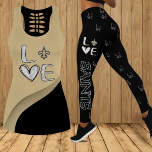 Limited Edition – Customized NFL New Orleans Saints Hollow Tank Top & Leggings Set