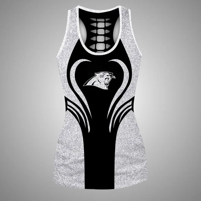 Limited Edition – Customized NFL Carolina Panthers Hollow Tank Top & Leggings Set - Image 2