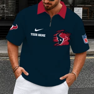 Limited Edition – Customized NFL Houston Texans Quarter-Zip Polo Shirt