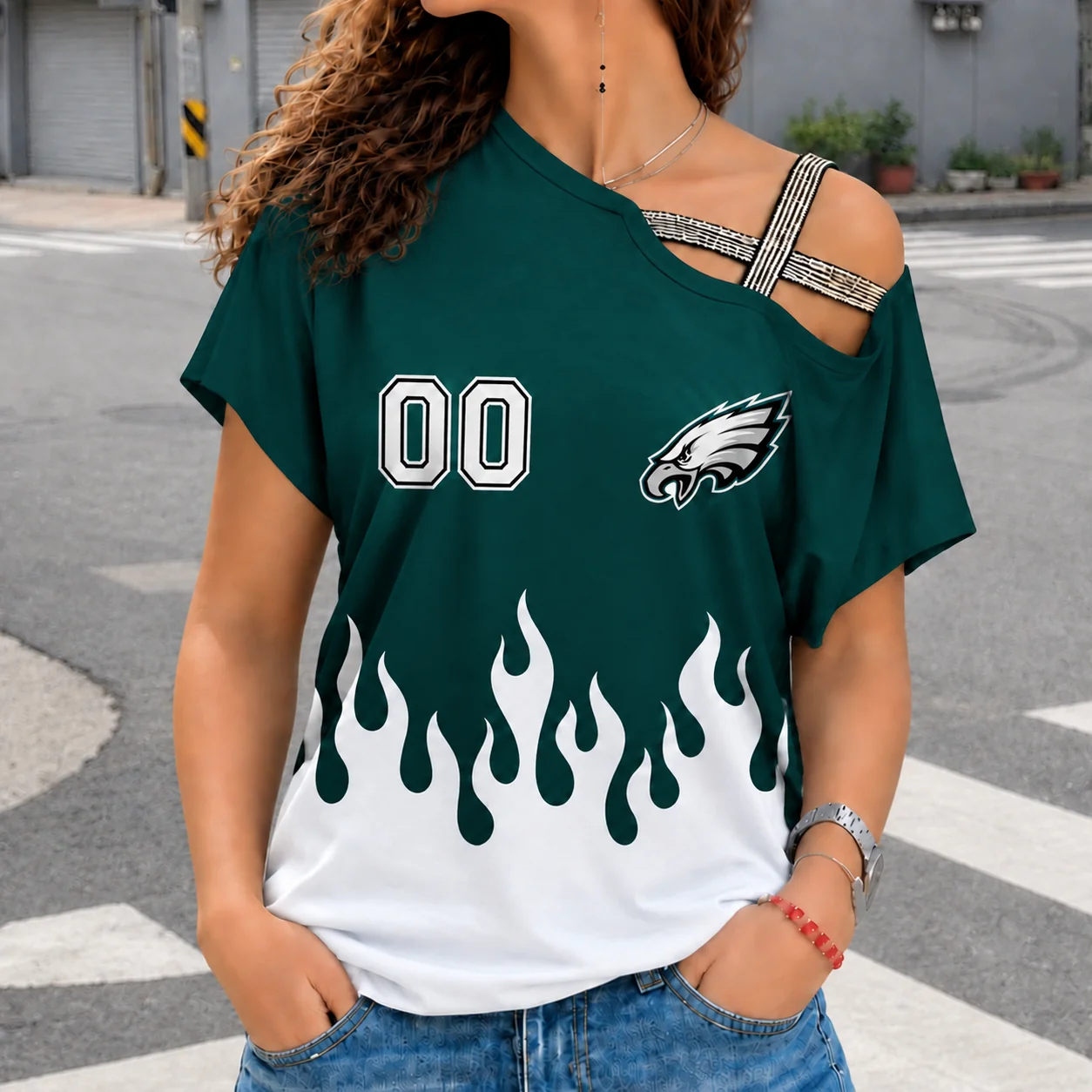 Limited Edition – Customized NFL Philadelphia Eagles Women’s Shoulder Shirt