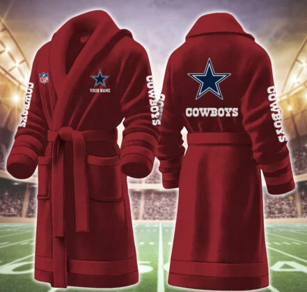 Limited Edition – Customized NFL Dallas Cowboys Multicolor Fleece Bathrobe - Image 7