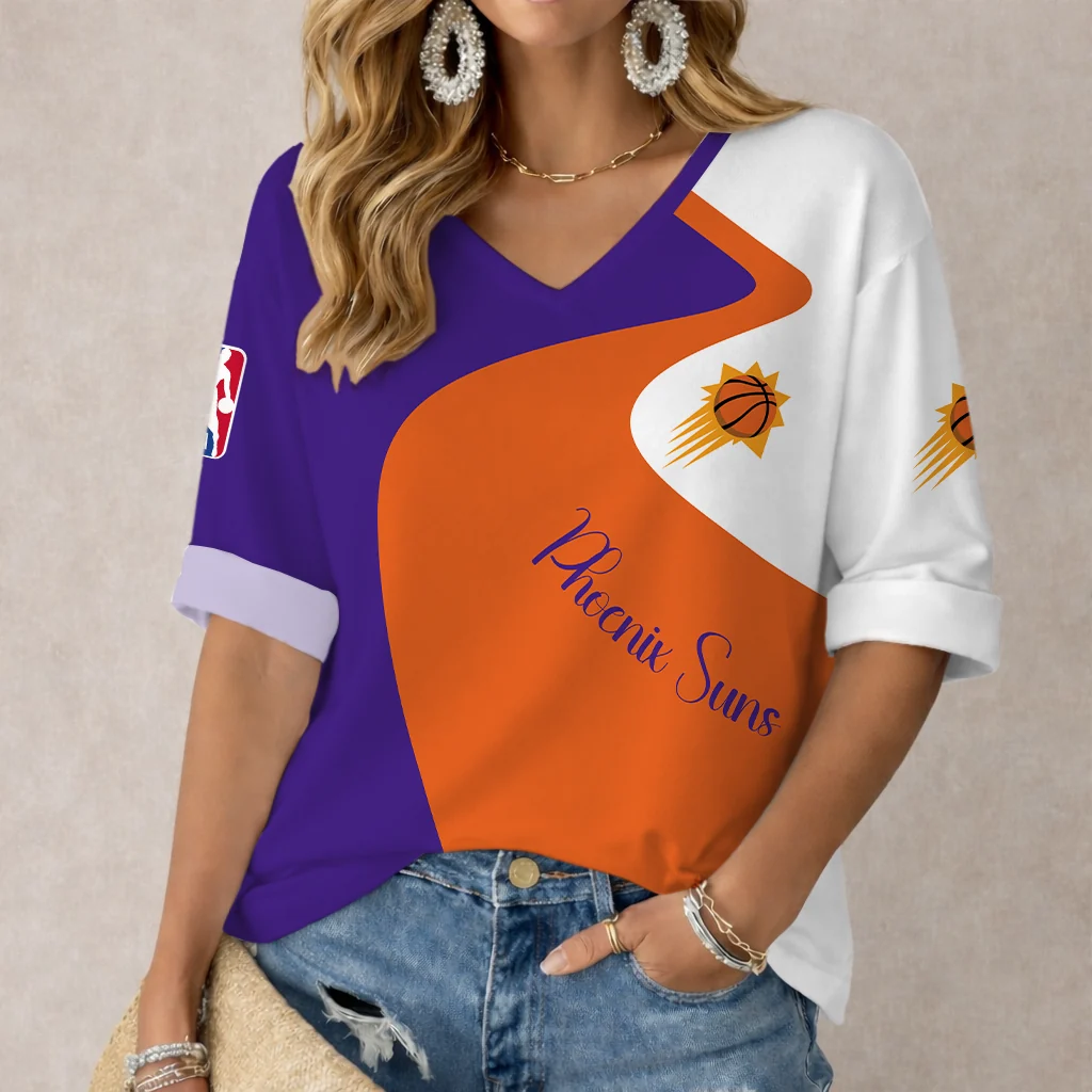 Limited Edition – Customized NBA Phoenix Suns Women’s V-Neck Long Sleeve Shirt