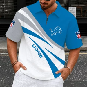 Limited Edition – Customized NFL Detroit Lions Quarter-Zip Polo Shirt